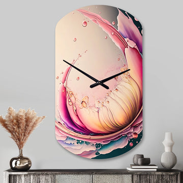 Multicolor Liquid Ink Tulip Flowers IV - Asymmetric Metal Wall Clock